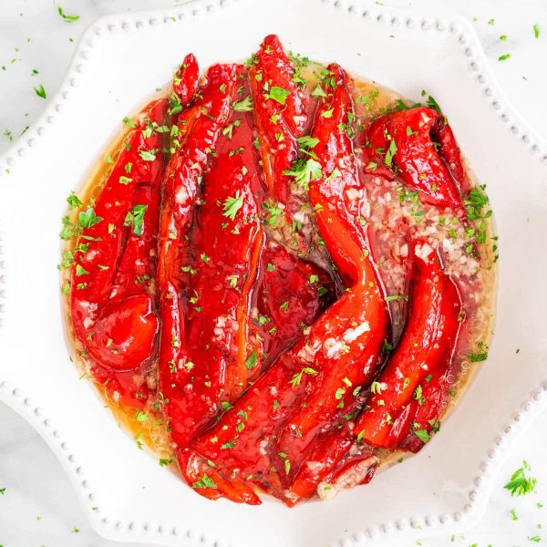 Fresh chargrilled red peppers